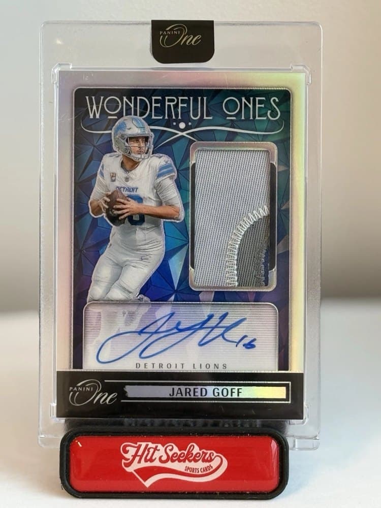 Jared Goff · 2024 Panini One Wonderful Ones Tri-Color Patch Auto /99