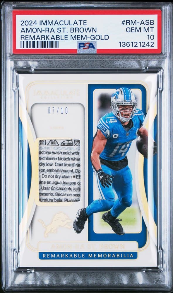 Amon-Ra St. Brown · 2024 Immaculate Remarkable Memorabilia Gold